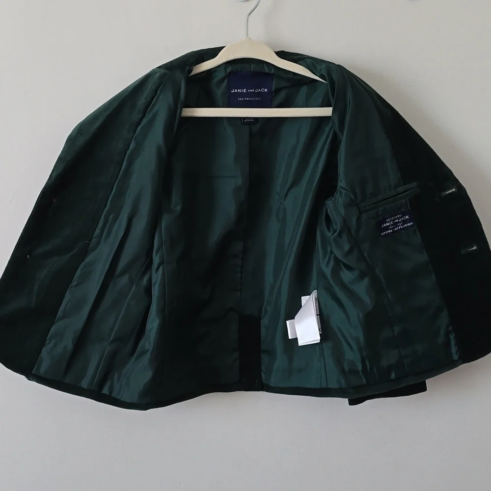 Janie and Jack Velvet Blazer Green Boys Size 4